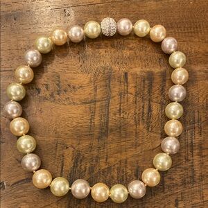 Multicolor pearl  17 inch Beads & Sterling Silver Swarovski Clasp Necklace